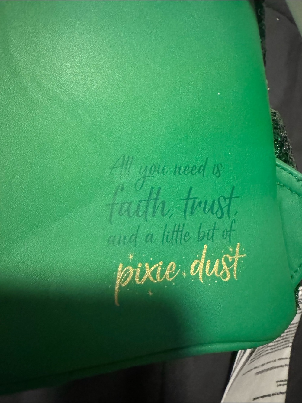 Disney Green Pixie Dust Backpack - Gold Script - Picture 2 of 3